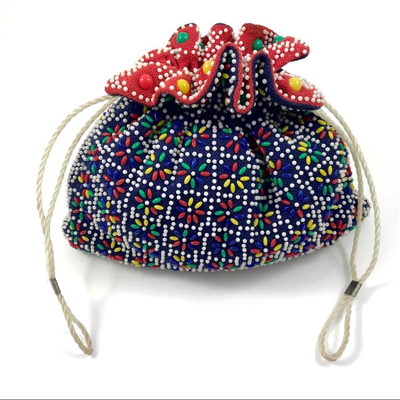 Vintage Handbags - 1960’s reversible beaded pouch handbag